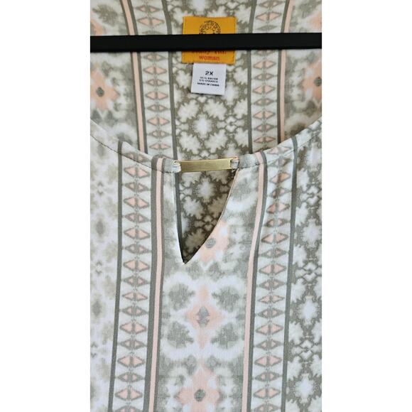 NWT Ruby Rd. Womens 2X Top Asymmetrical 3/4 Sleeves Stretch Keyhole Neck READ - Picture 13 of 13